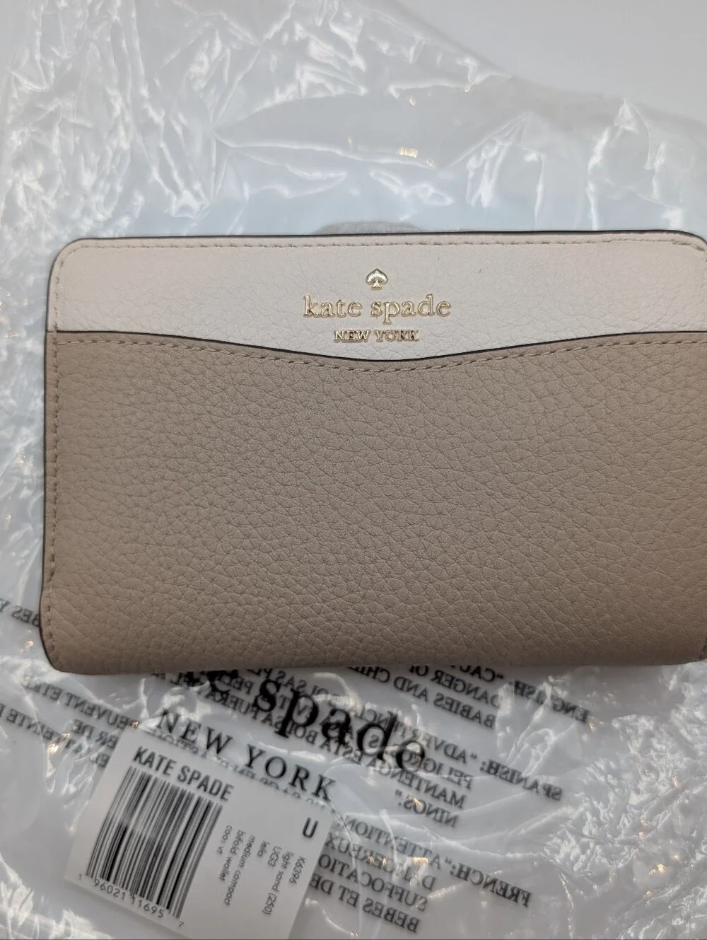 NWT Kate Spade Lena Colorblock Medium Compact Bifold Wallet Light Sand KI834